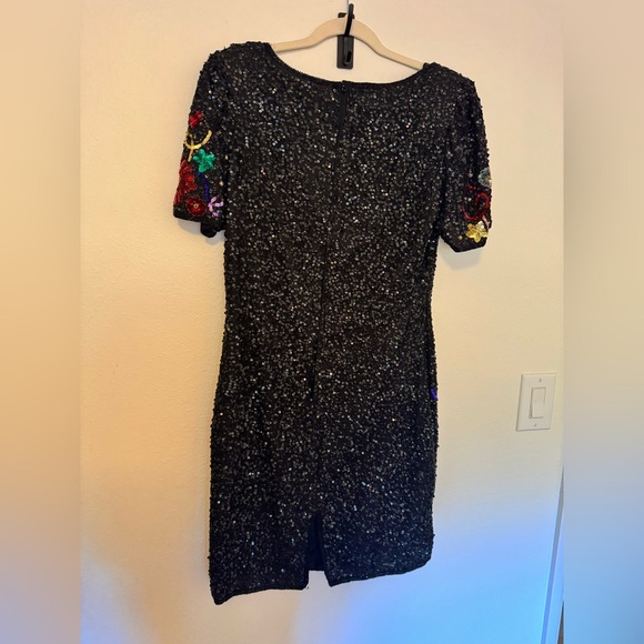 VTG Laurence Kazar Silk Beaded Party Dress Sequin Colorful Mini Medium EUC - Picture 2 of 10